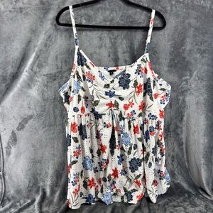Torrid White Eyelet Spaghetti Strap V Neck Ruched Flowy Floral Tank Top 5 5X